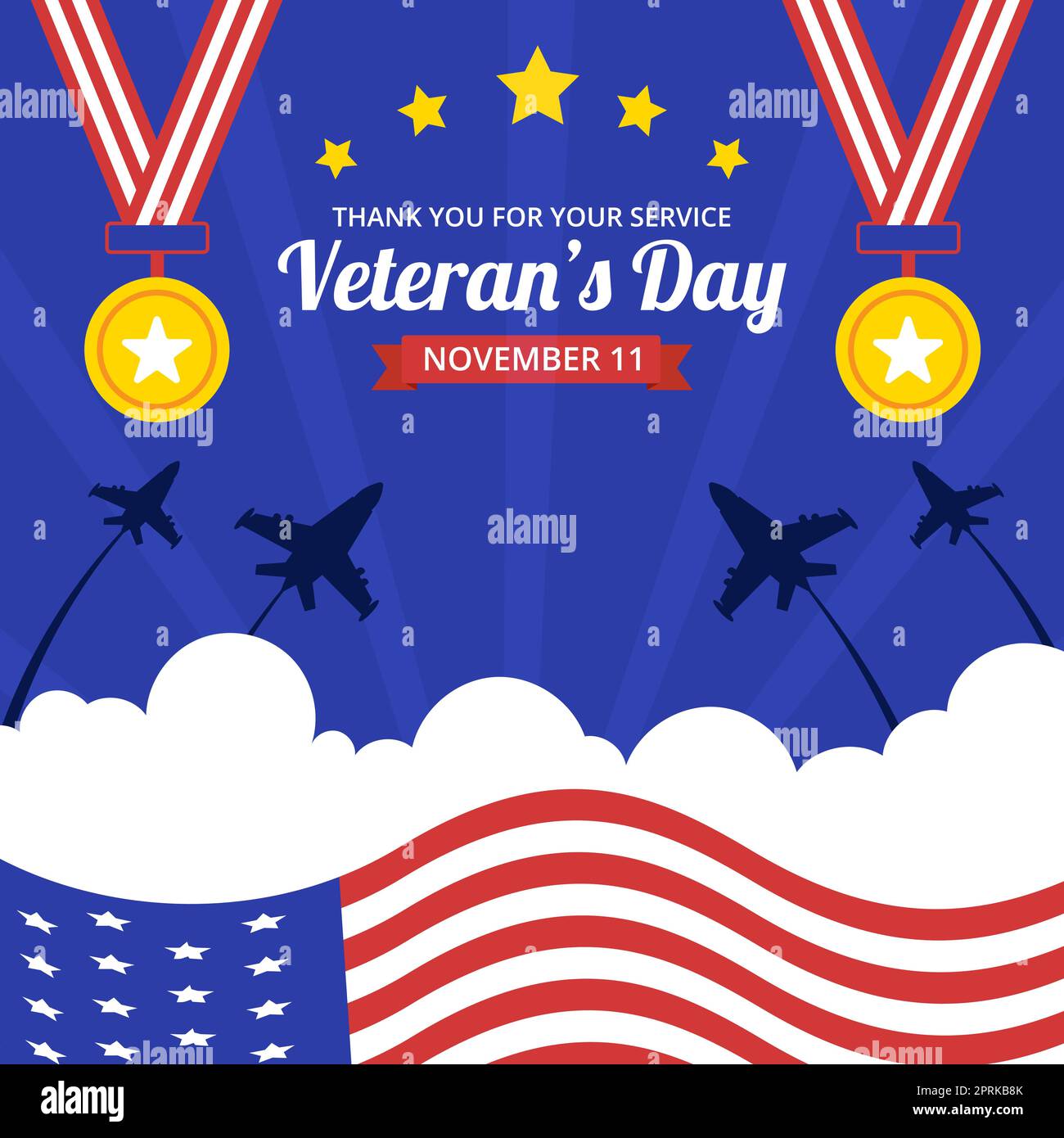 Happy Veterans Day Background Template Hand Drawn Cartoon Flat Illustration Stock Vector