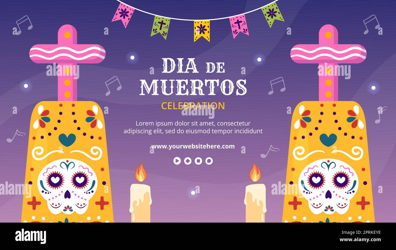 Dia De Los Muertos or Day of the Dead Video Channel Template Hand Drawn ...