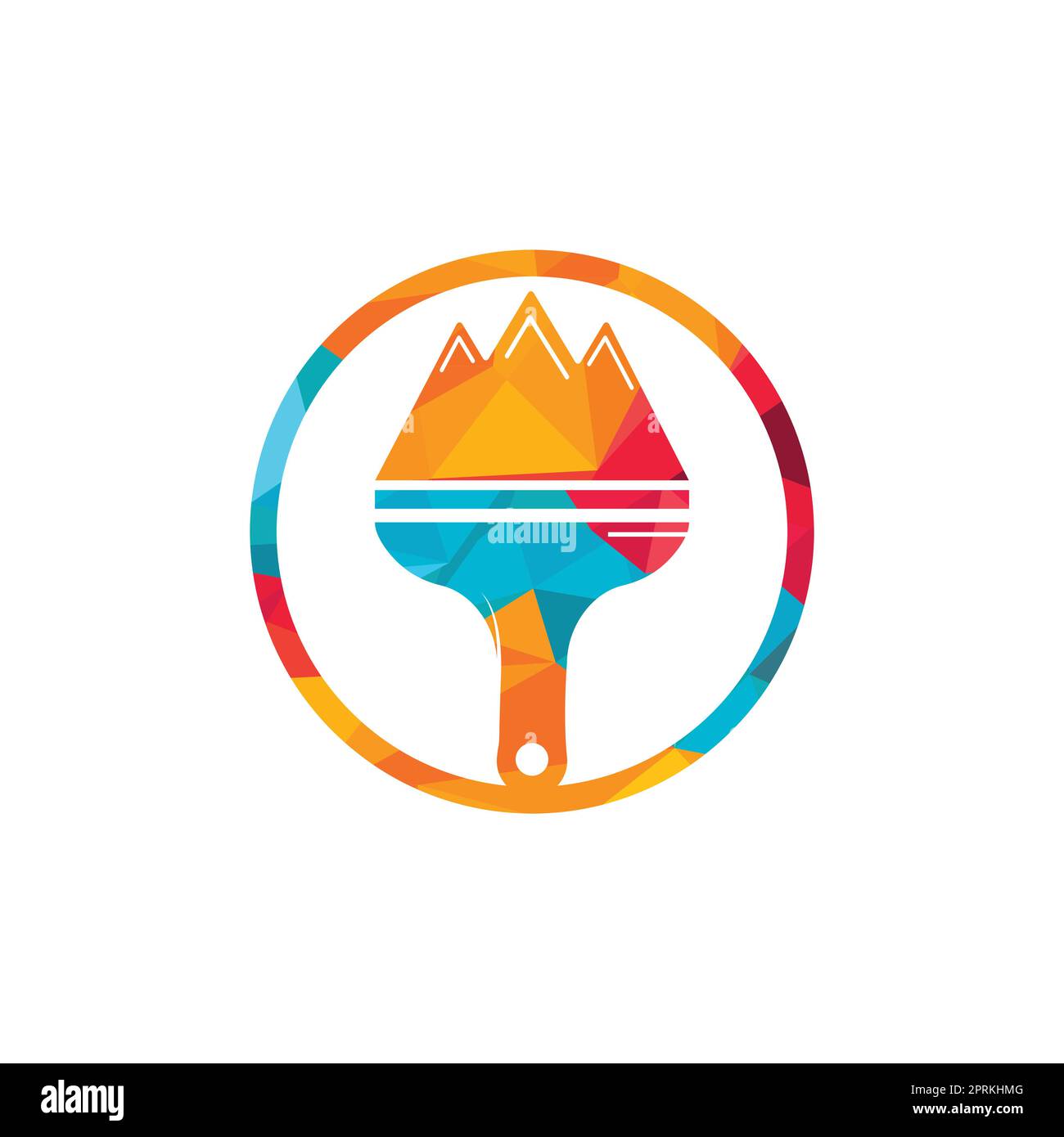 Mountain paint vector logo design template. Mountain and paint brush