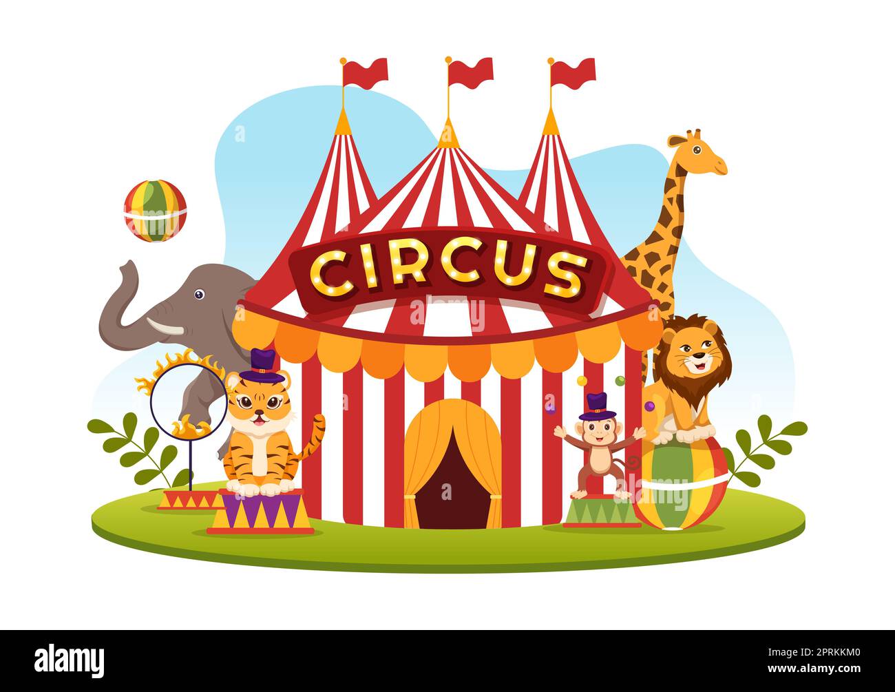 Circus Template Hand Drawn Cartoon Flat Illustration with Show of ...