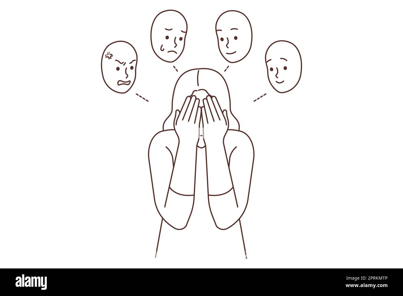 Distressed woman suffer from mood swings having personality disorder ...