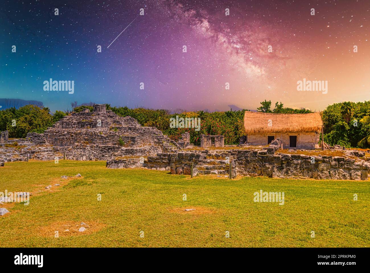 Ancient ruins of Maya in El Rey Archaeological Zone near Cancun ...