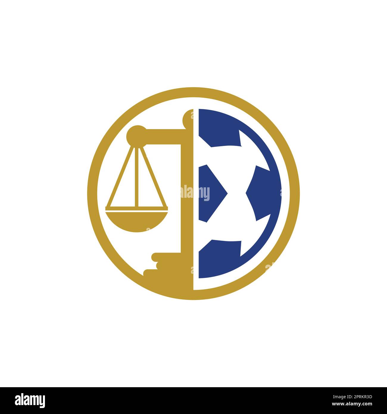 Soccer law vector logo design. Soccer ball and law balance icon design