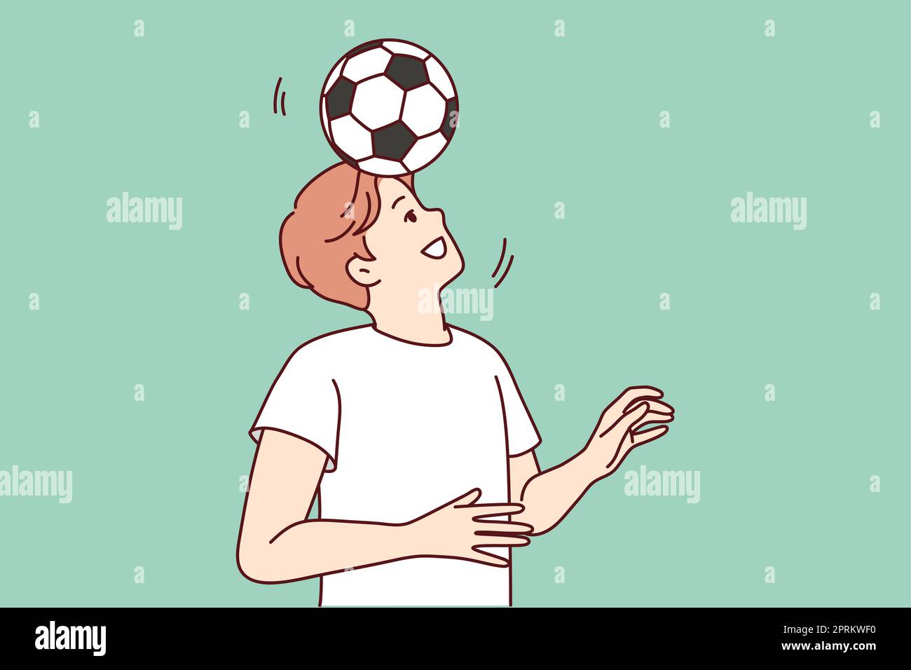 Happy young man playing football outdoors. Smiling guy with ball on