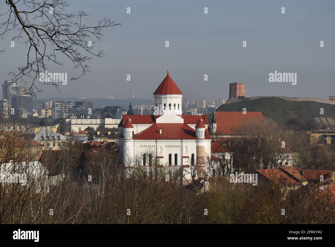 Vilnius, capital of Lithuania, View from the hill on the old city center Stock Photo