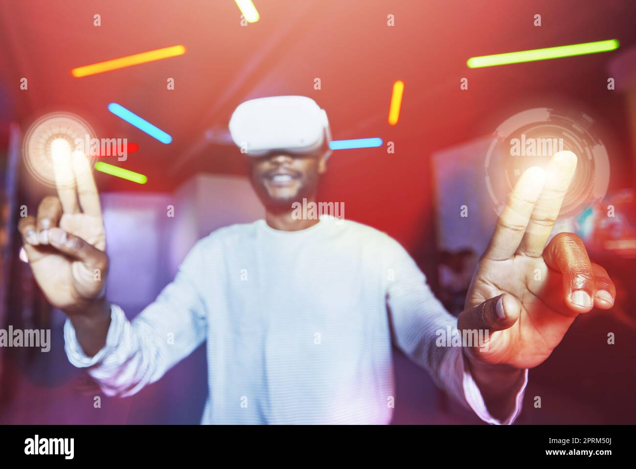 Awakening Bourgogne Ung Vr headset with 3D futuristic hologram screen with hand with tech for  digital metaverse. Black man or future cyber cloud computing, digital data  trans Stock Photo - Alamy