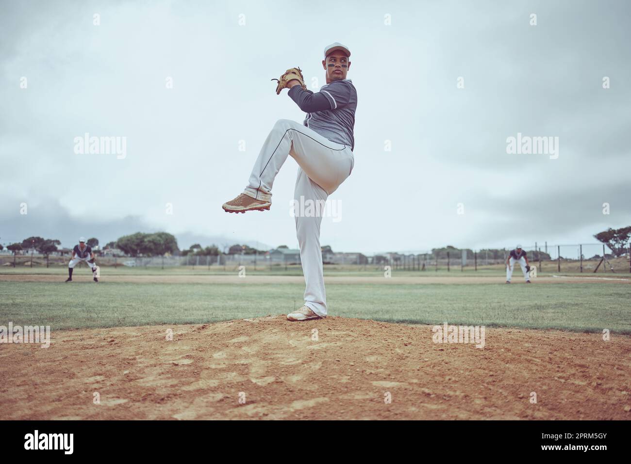 Baseball pitch, athlete and man from Guatemala ready to throw for