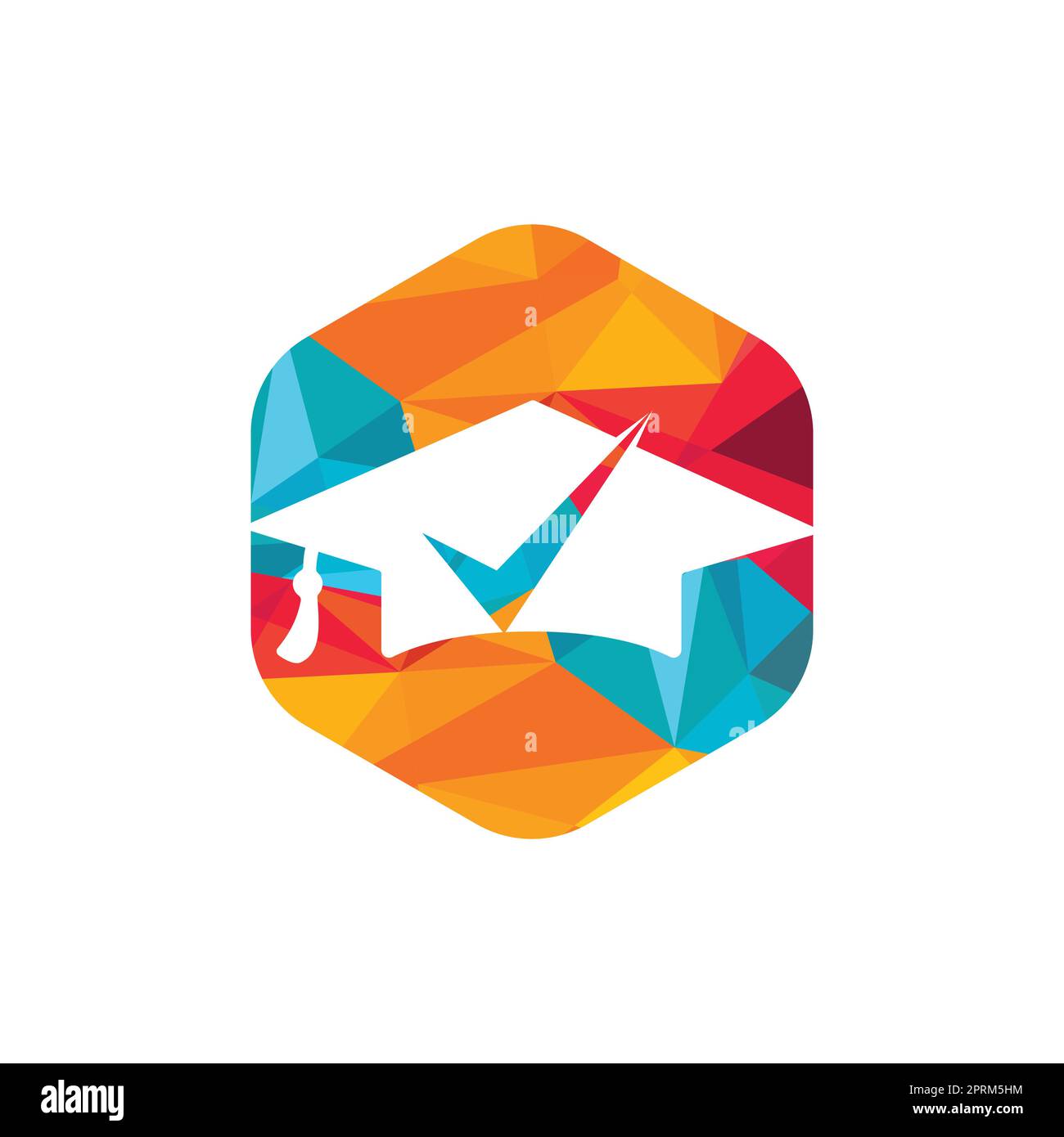 Graduation hat and check mark icon and logo design. Educational and ...
