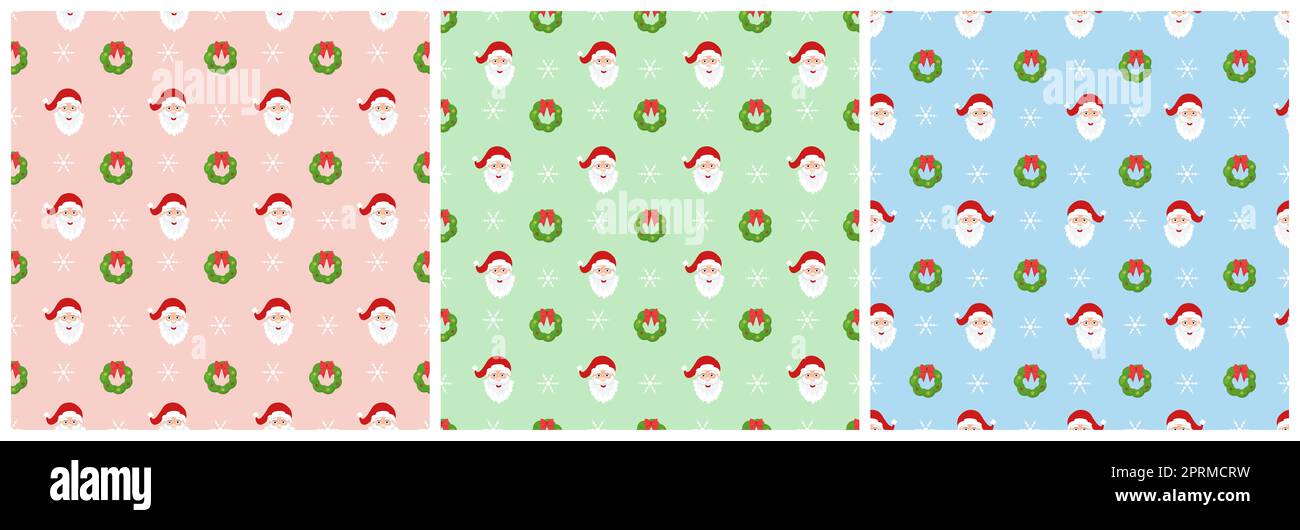 Set of Christmas Background Seamless Pattern Design With Santa Claus ...