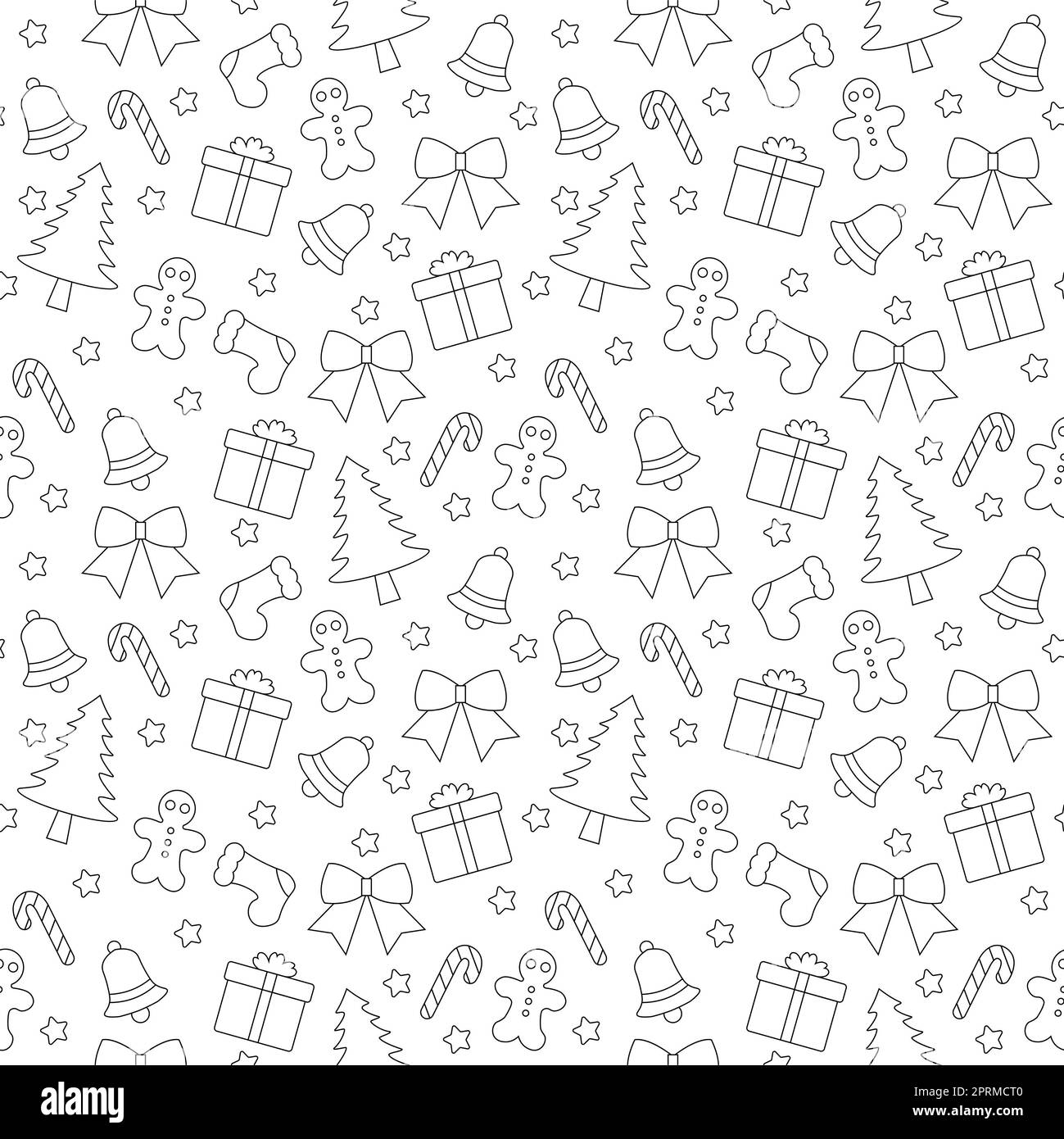Seamless Pattern Christmas Happy Celebrations Background, Simple Outline  Flat Design for Decorative or Gift Wrapping Paper Stock Vector -  Illustration of claus, christmas: 200174427