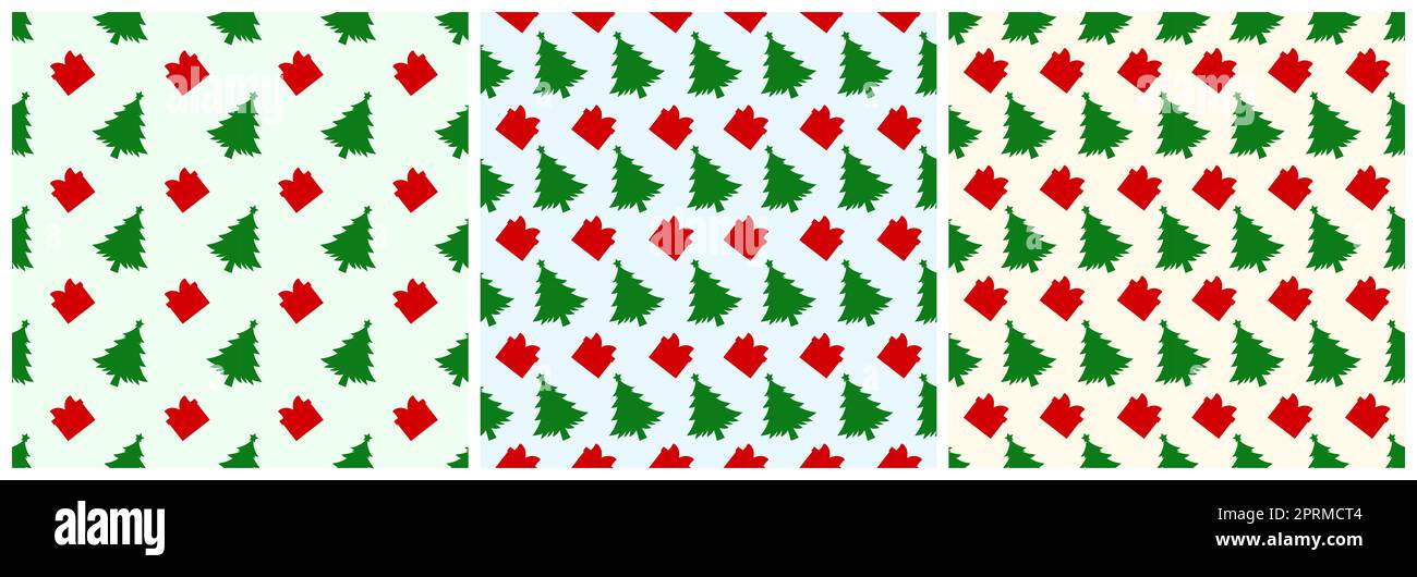 Set of Christmas Background Seamless Pattern Design With Santa Claus ...