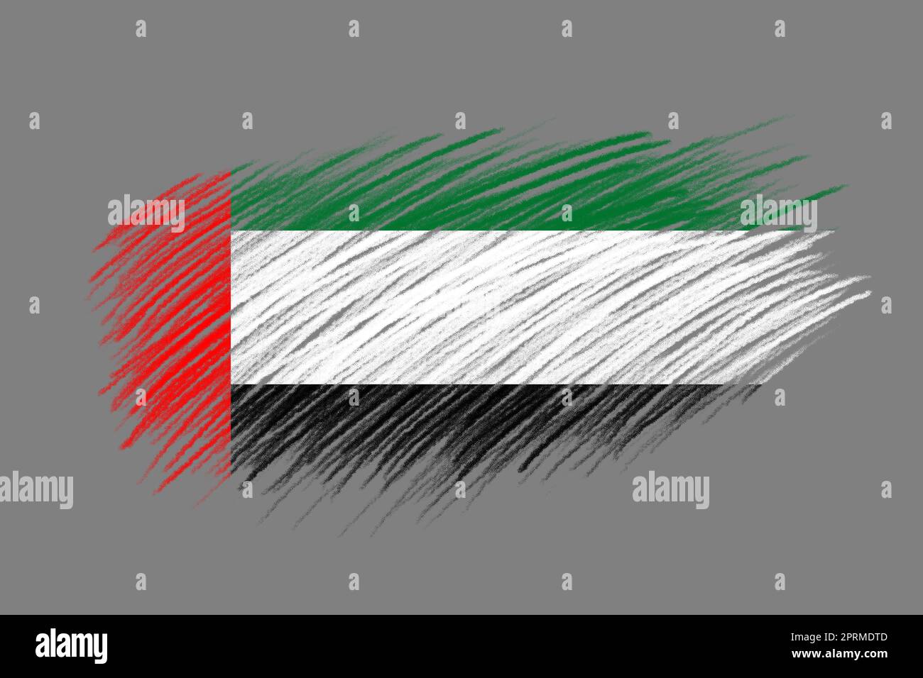 3D Flag of United Arab Emirates on vintage style brush background Stock ...