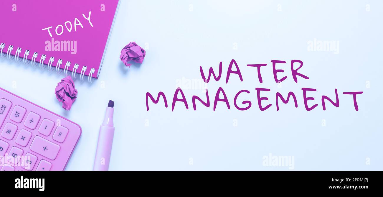 Text caption presenting water management concept meaning tools that