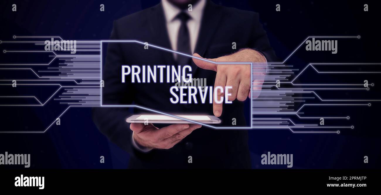 Conceptual caption Printing Service, Concept meaning conversion of raw