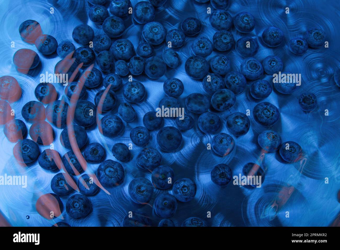 blueberries in water energy drink bilberry juice whortleberry berries close up aluminum can background Stock Photo