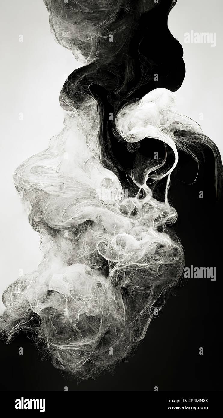 isolated white smoke on a black background Stock Photo