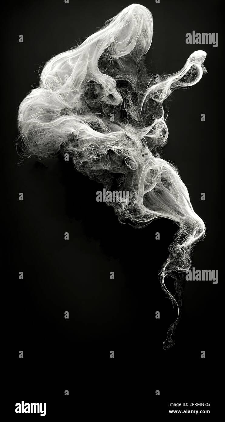 isolated white smoke on a black background Stock Photo