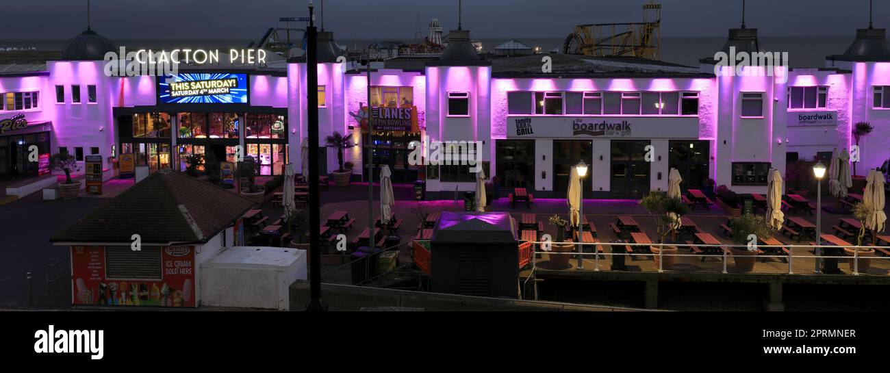 Clacton Pier at night, ClactononSea, Essex, England, UK Stock Photo