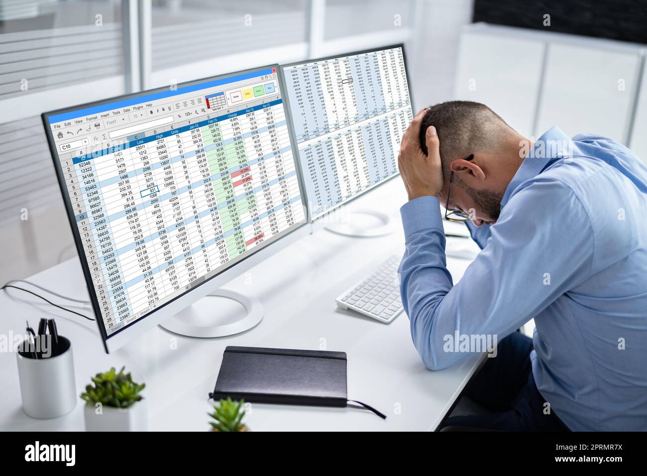 Sad Tired Medical Coding Bill Employee Stock Photo
