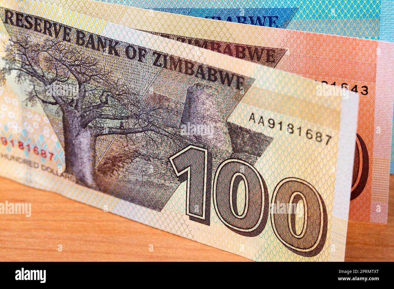 Zimbabwean money new serie of banknotes a business background Stock