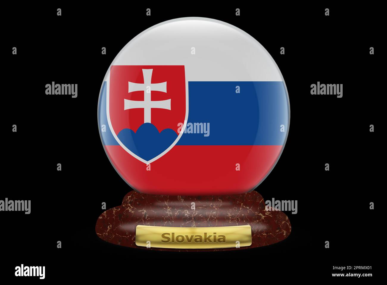 3D Flag of Slovakia on a globe Stock Photo