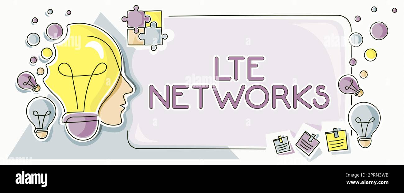 Text sign showing Lte Networks, Business overview Fastest network connection available for wireless communication Stock Photo