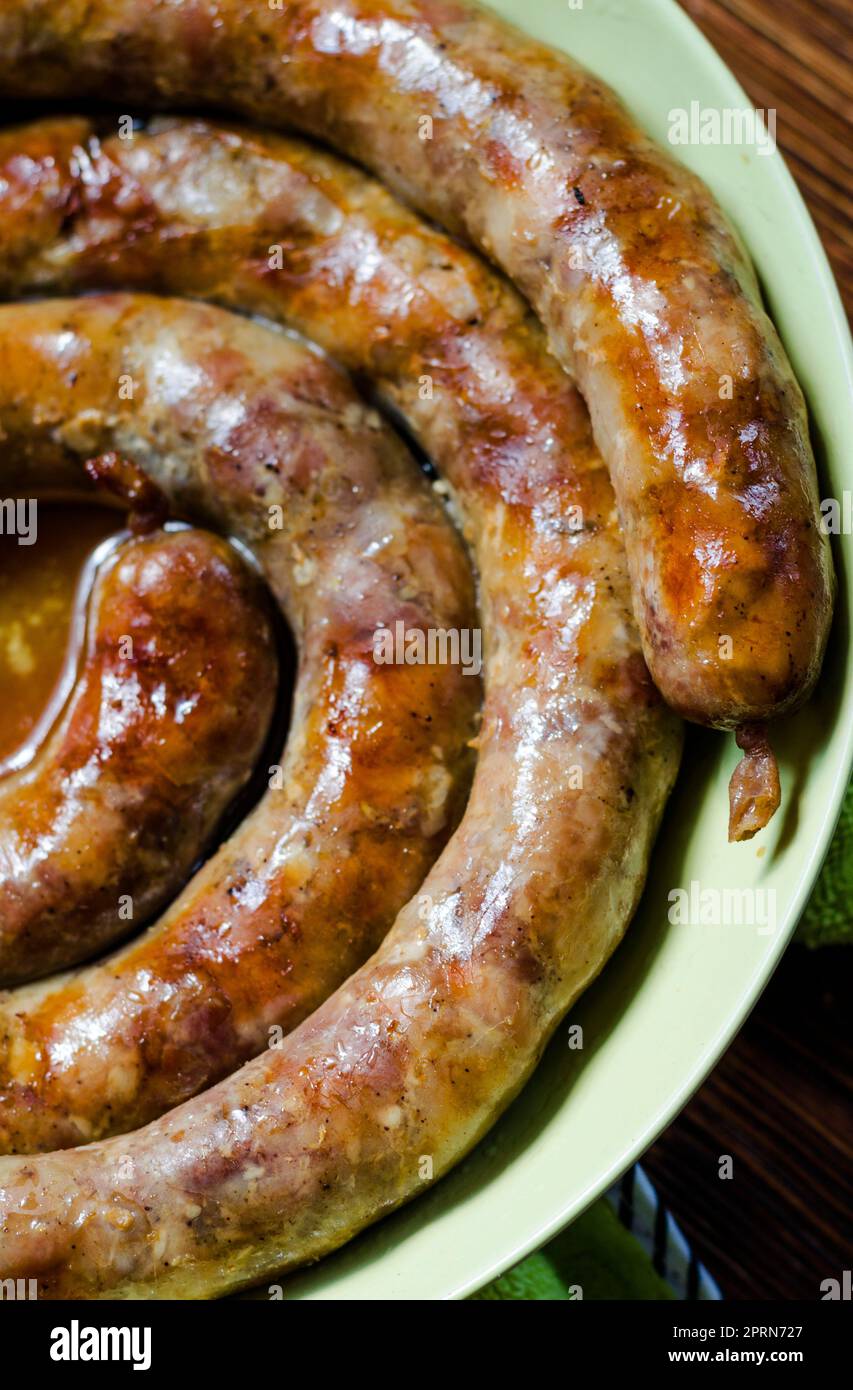 Baked homemade sausage made from natural meat and lard Stock Photo Alamy