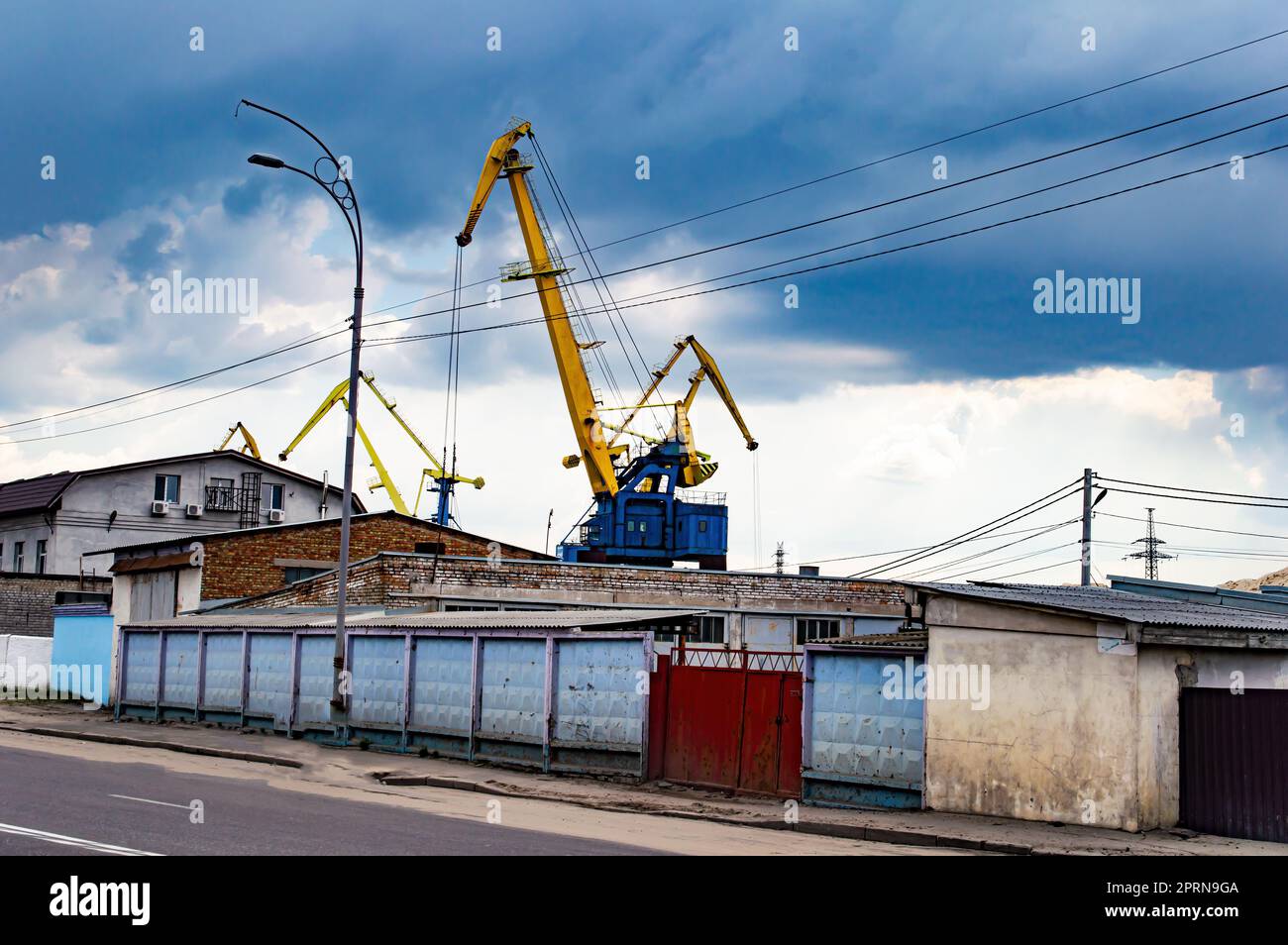 Port cargo crane for loading and unloading ships. Cargo crane. Port ...