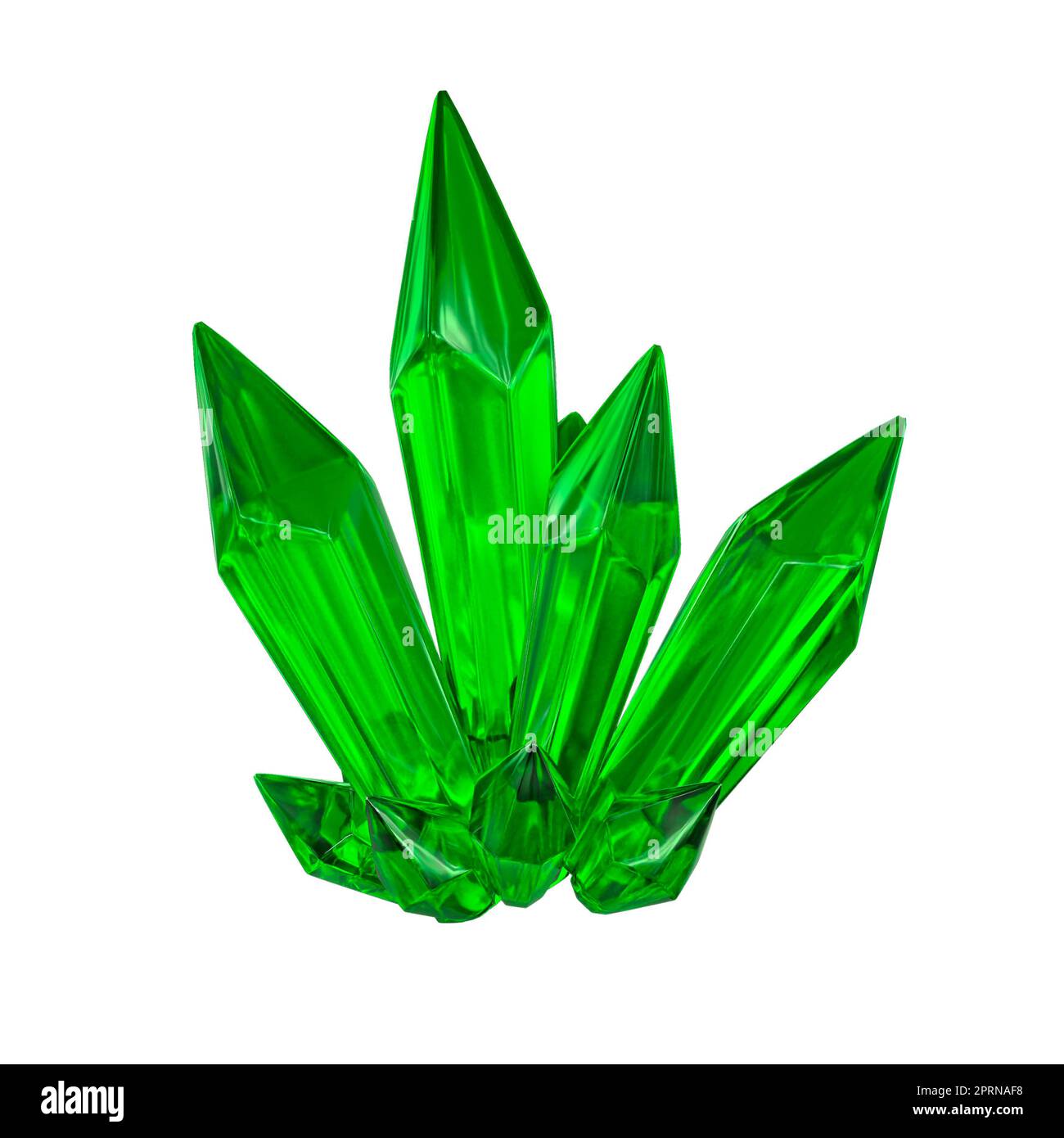 3D render, emerald green crystal isolated on white background, gems