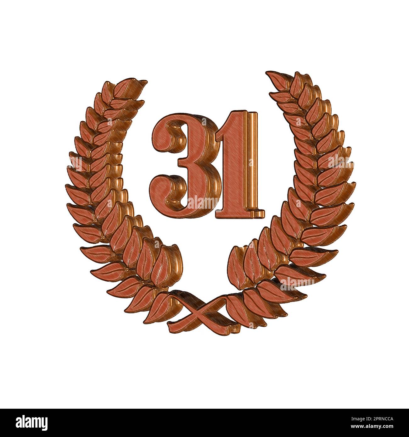 Number 31 with laurel wreath or honor wreath as a 3D-illustration, 3D ...