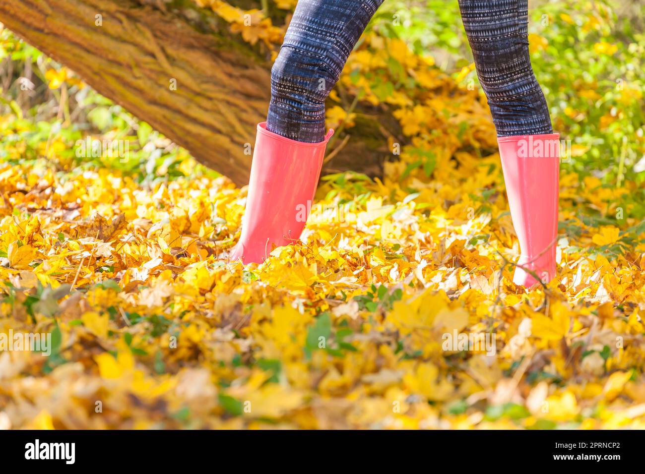 detail of woman wearing rubber boots Stock Photo Alamy