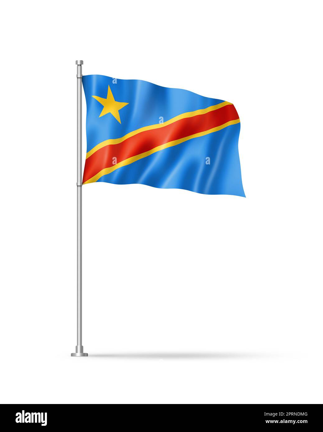Democratic Republic of the Congo flag, 3D illustration, isolated on white Stock Photo