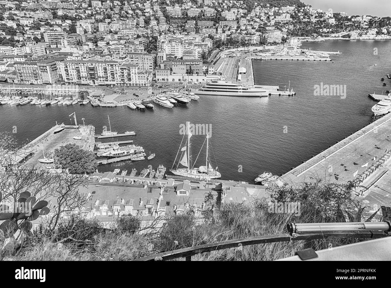 Scenic aerial view of the Port of Nice, aka Port Lympia, as seen from ...