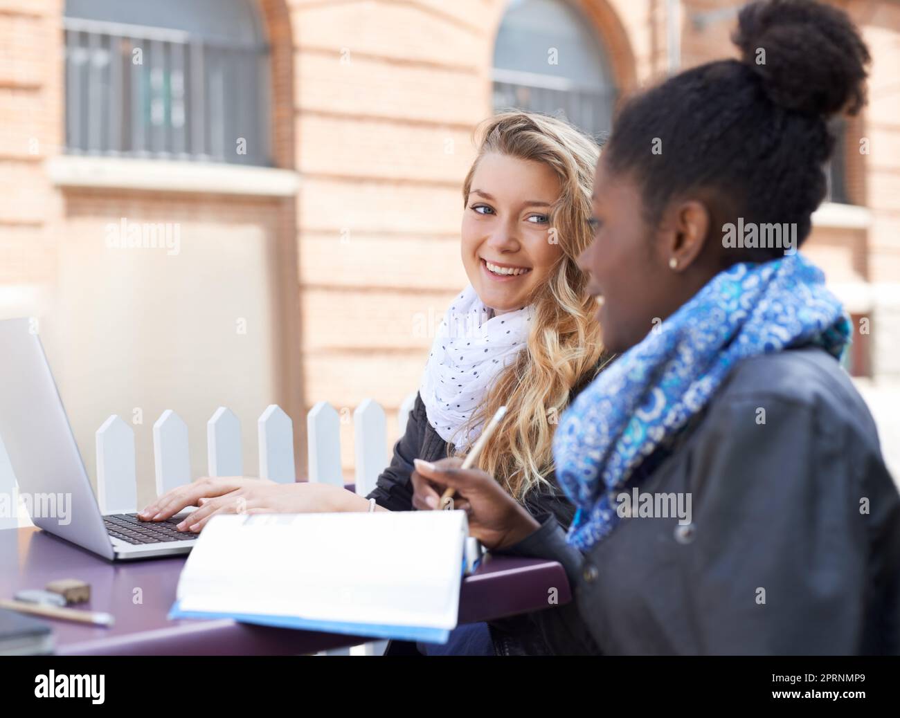 Doing what girls do. two young friends enjoying the day together Stock Photo