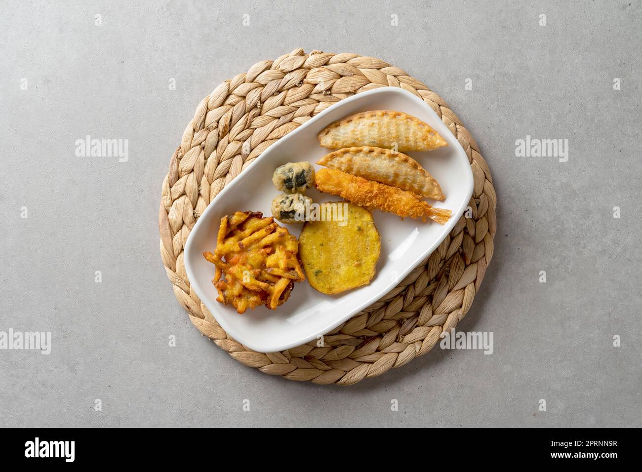 Assorted Fritters Korean food dish Anchovy Rice Balls rolled rolls of