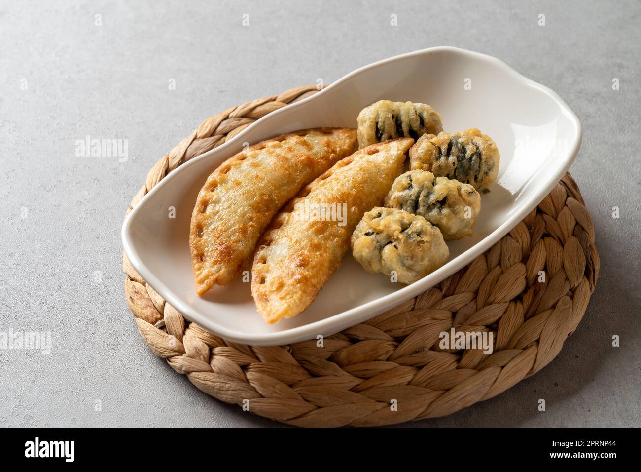 Assorted Fritters Korean food dish Anchovy Rice Balls rolled rolls of