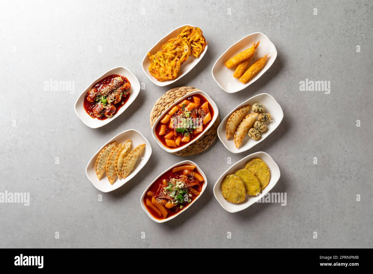 Assorted Fritters Korean food dish Anchovy Rice Balls rolled rolls of