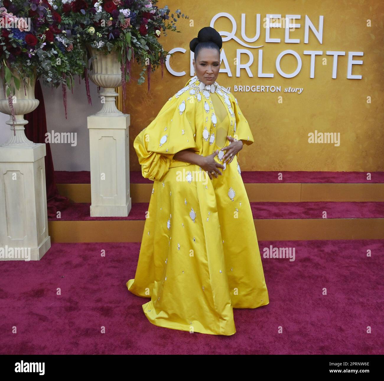 Los Angeles, United States. 26th Apr, 2023. Cast member Golda Rosheuvel attends the premiere of the Netflix TV series 'Queen Charlotte: A Bridgerton Story' at the Regency Village Theatre in Los Angeles on Wednesday, April 26, 2023. Storyline: The rise and love life of a young Queen Charlotte. Photo by Jim Ruymen/UPI Credit: UPI/Alamy Live News Stock Photo