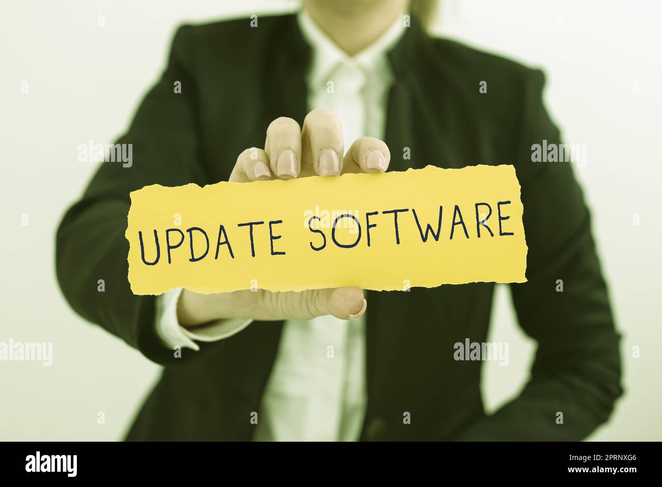 Text sign showing Update Softwarereplacing program with a newer version of same product. Internet Concept replacing program with a newer version of same product Stock Photo