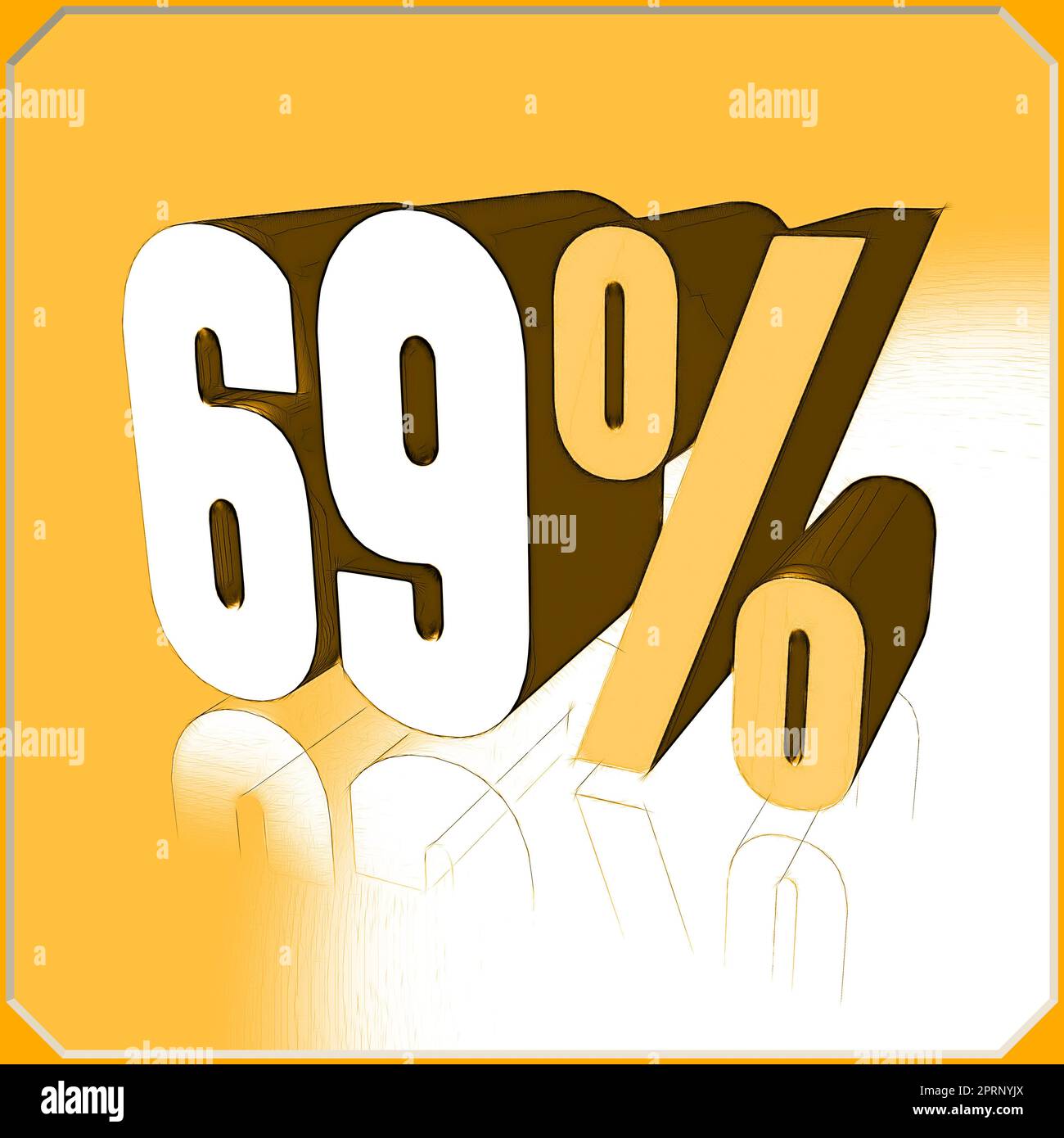 69%, 69 percent as a 3D illustration, 3D rendering Stock Photo - Alamy