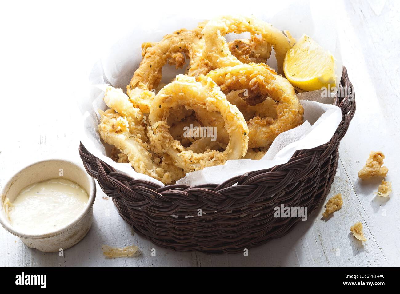 golden italian fried calamari Stock Photo
