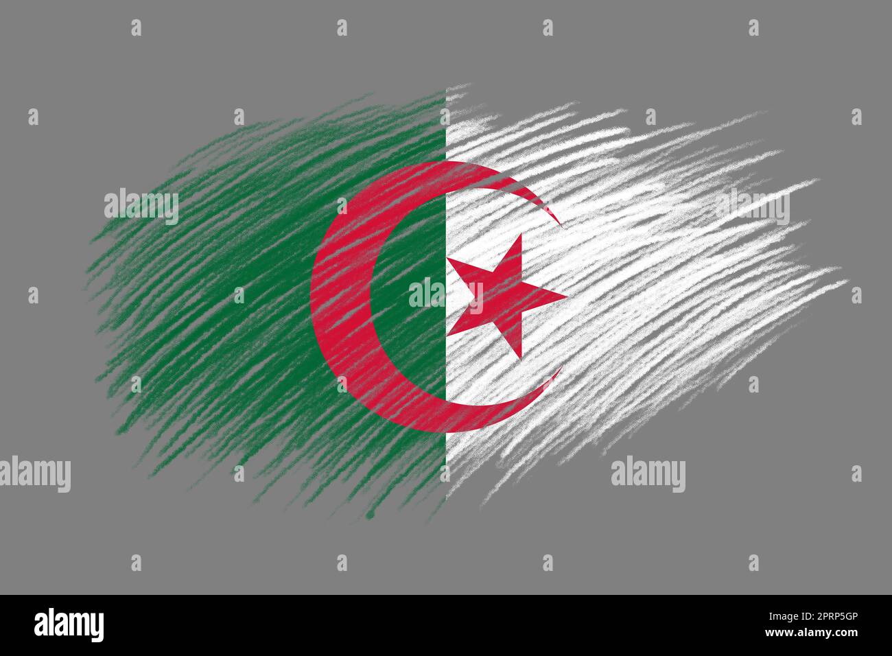 3D Flag of Algeria on brush Stock Photo