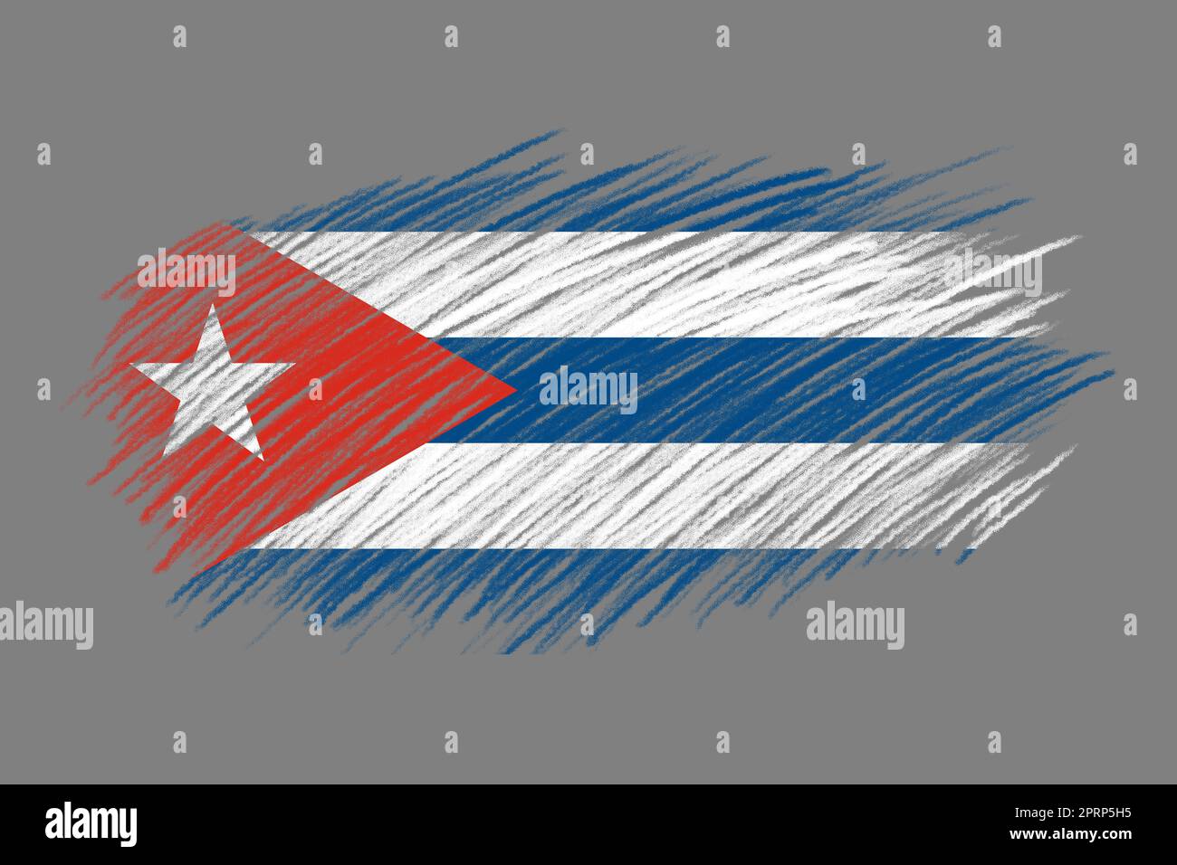 3D Flag of Cuba on brush Stock Photo