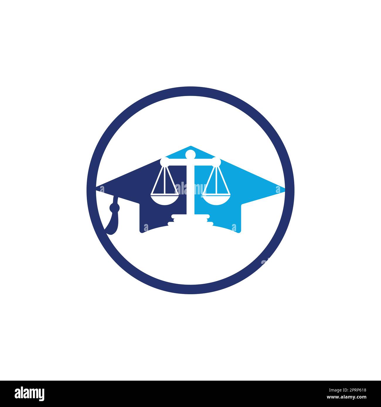 Law scale with graduation cap icon logo design. Law education vector logo concept Stock Vector