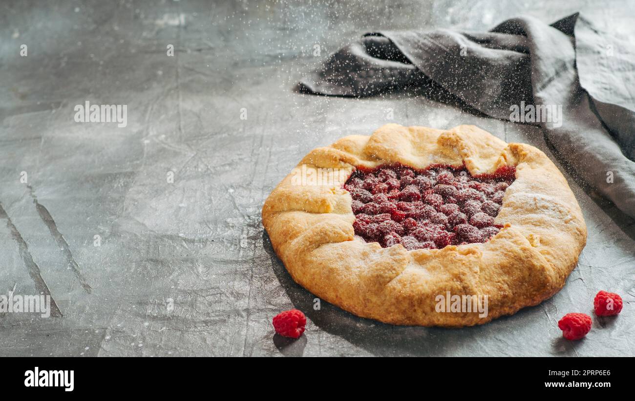 Rustic Raspberry Tart Raspberry galette or raspberries rustic tart Stock Photo - Alamy