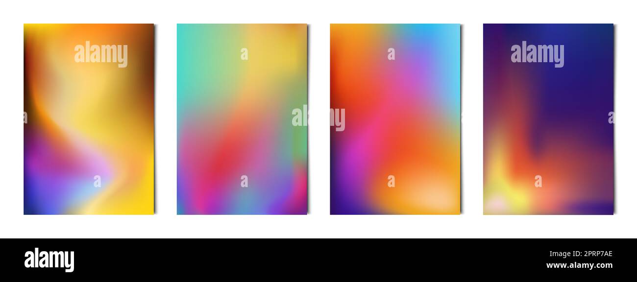 Set 4 pcs. abstract multicolor gradients, business background postcard ...