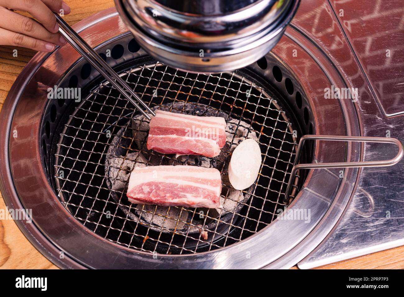 Korean beef barbecue on hot coals. Grill meat pork Korean BBQ