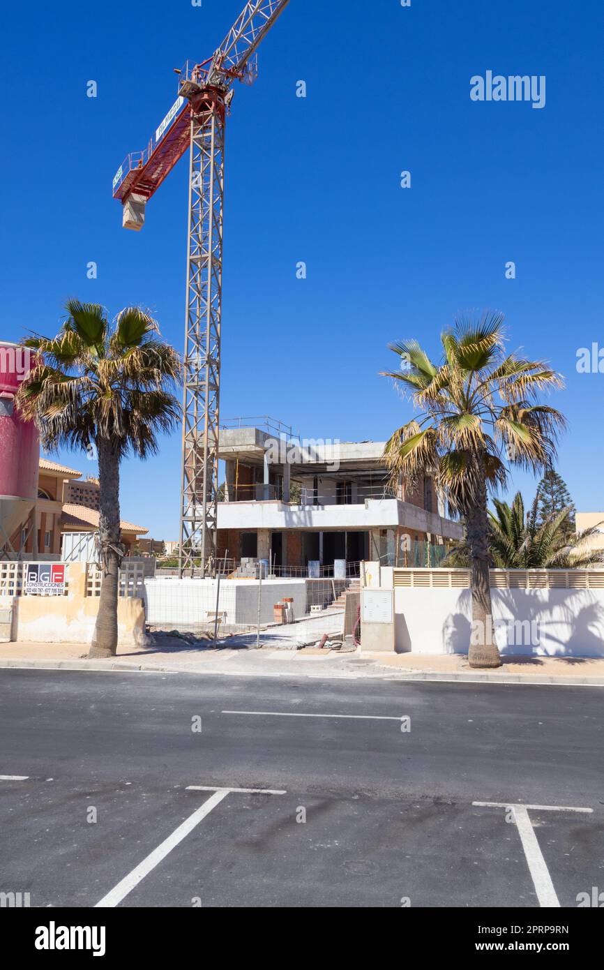Construction work on a spanish villa chalet, roquetas de mar, almeria, spain Stock Photo