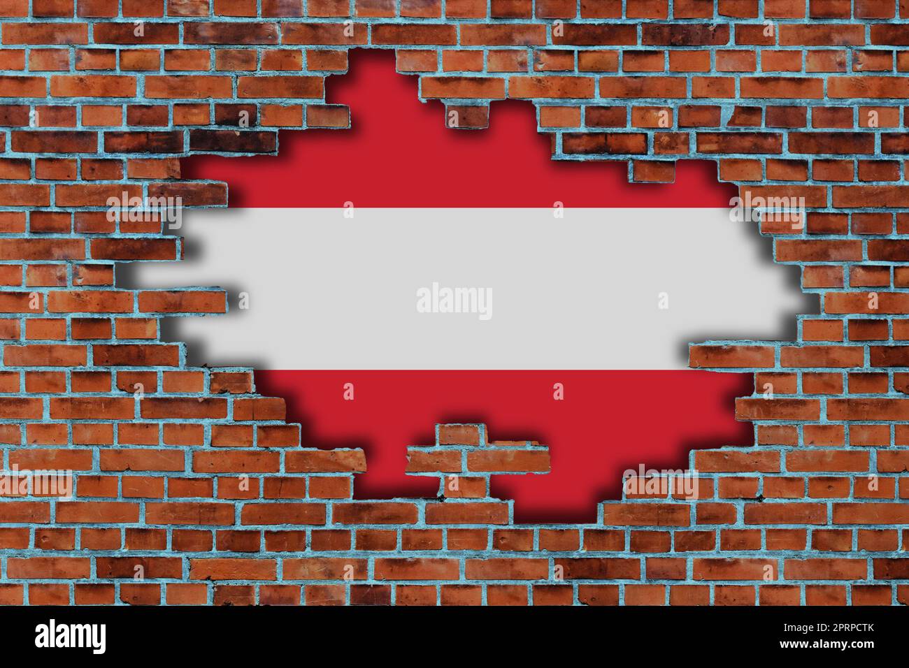 3D Flag of Austria behind the broken old stone wall background Stock ...