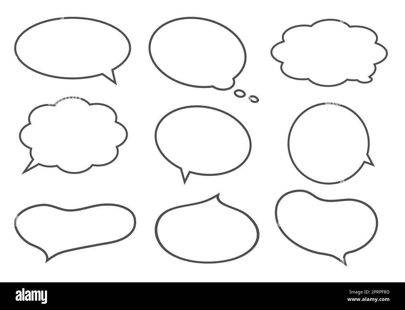 Set of rounded speech bubbles isolated, simple dialog box collection Stock Photo